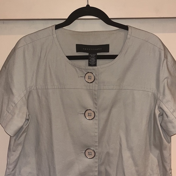 Apostrophe short sleeved jacket with large buttons tan size Large - Picture 2 of 10